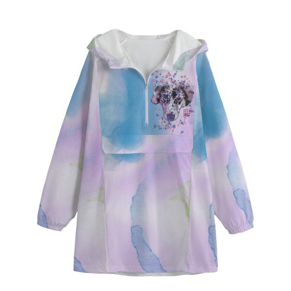 Leichte Regenjacke  Aussie – Popart Hundemotiv, 100 % Polyester, Unisex, Mix, Mischling, Australian Shepherd